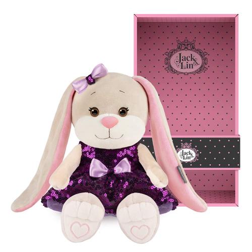 Мягкая игрушка Зайка Лин в фиолетовом платьице с пайетками 20 см Jack&Lin JL-04202304-20 фото 2