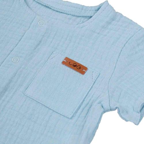 Рубашка для мальчика и девочки Leo 2021А-2 голубая фото 2